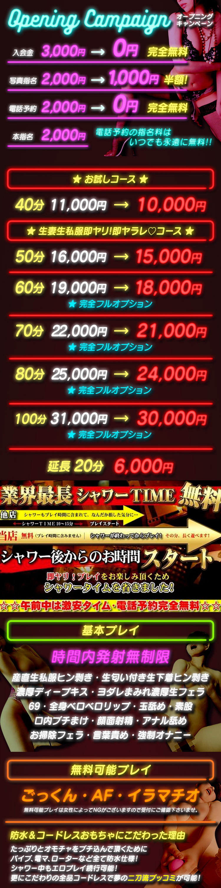 明朗会計の料金表